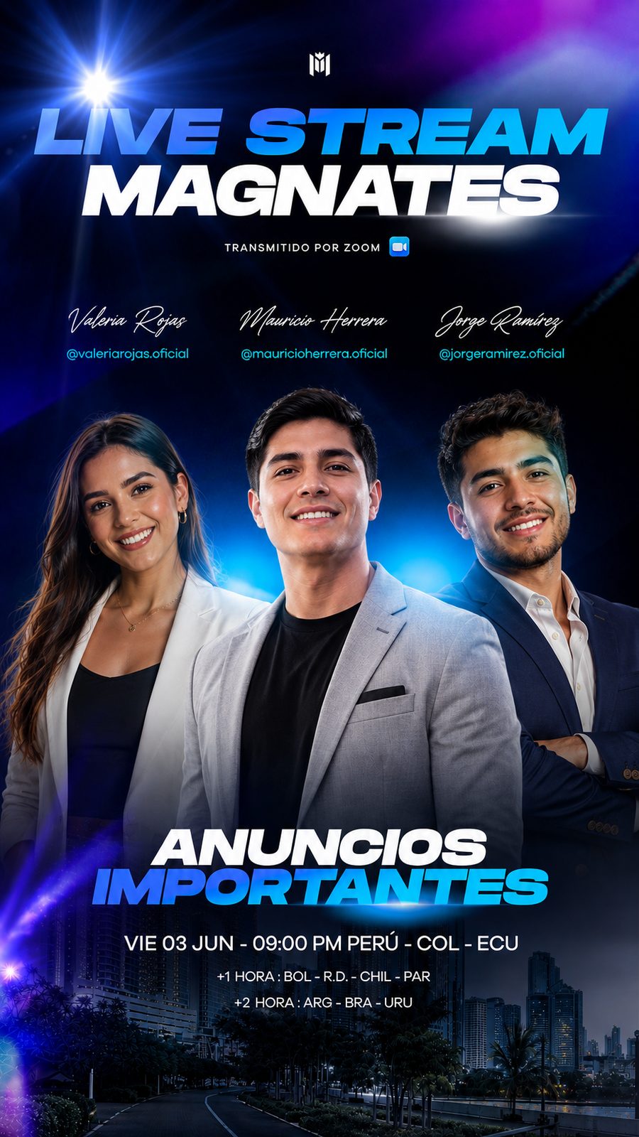 Peça vertical del live stream de Magnates