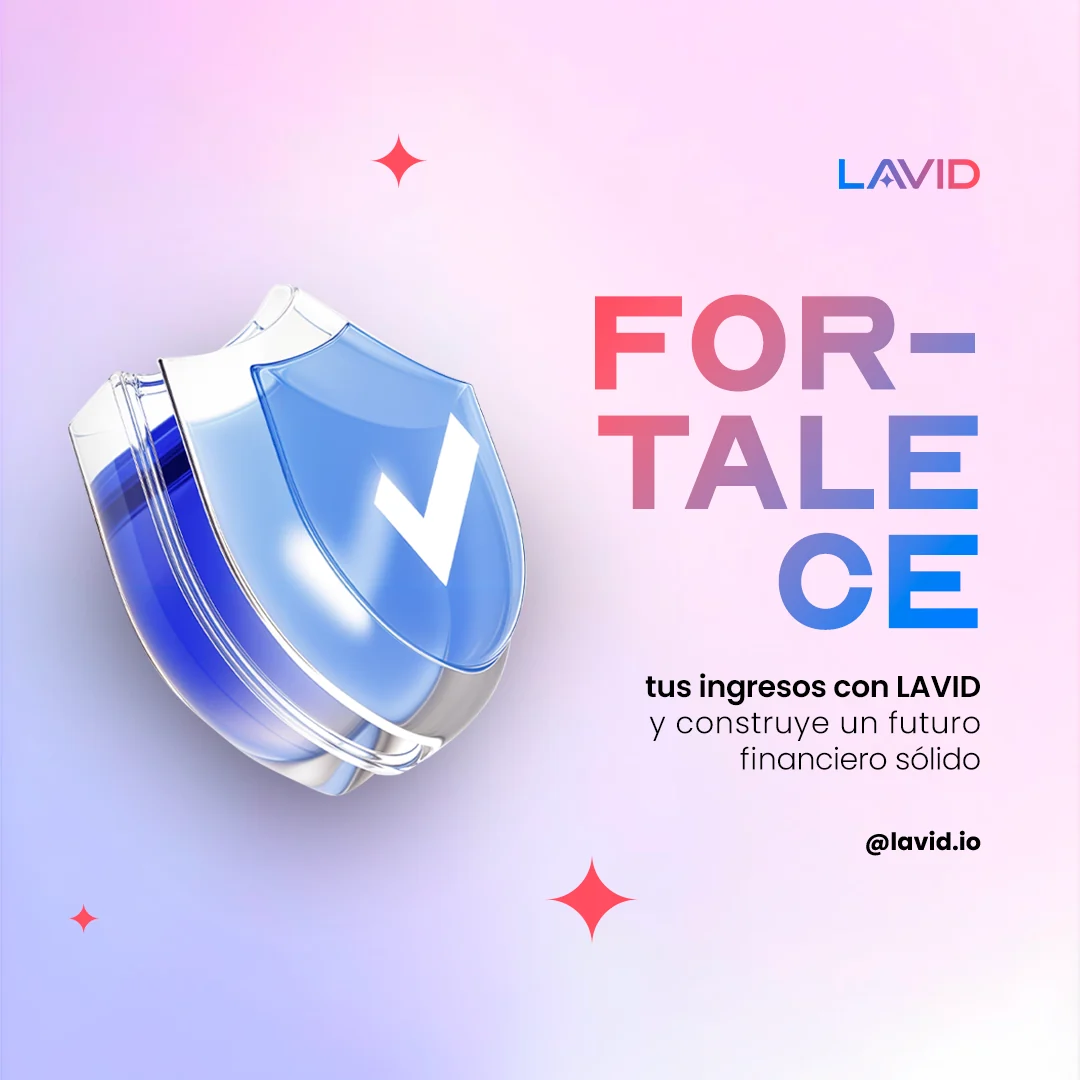 Blue glass shield with a tick, beside the word FORTALECE split across three lines in gradient