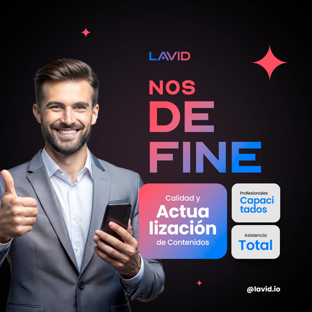 Man in a suit holding a phone in one hand and a thumbs up in the other, beside the headline NOS DEFINE on three lines and three text cards