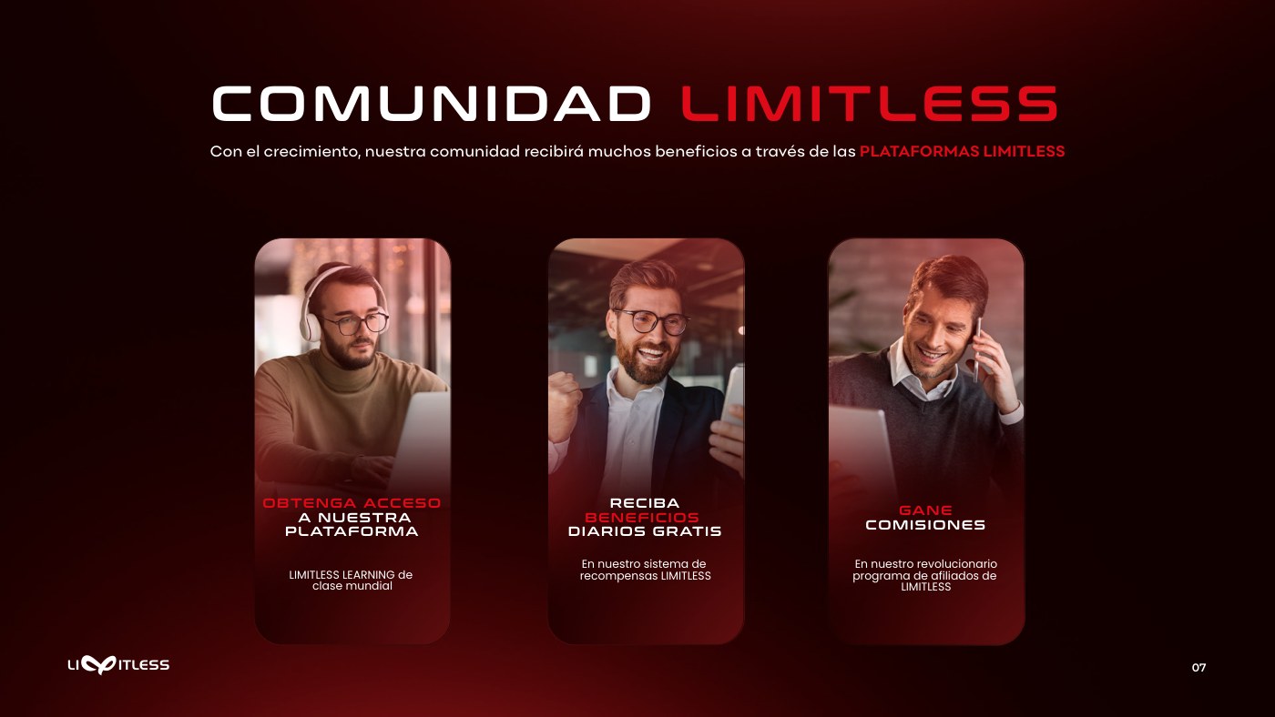 Three upright cards with portraits and text over black