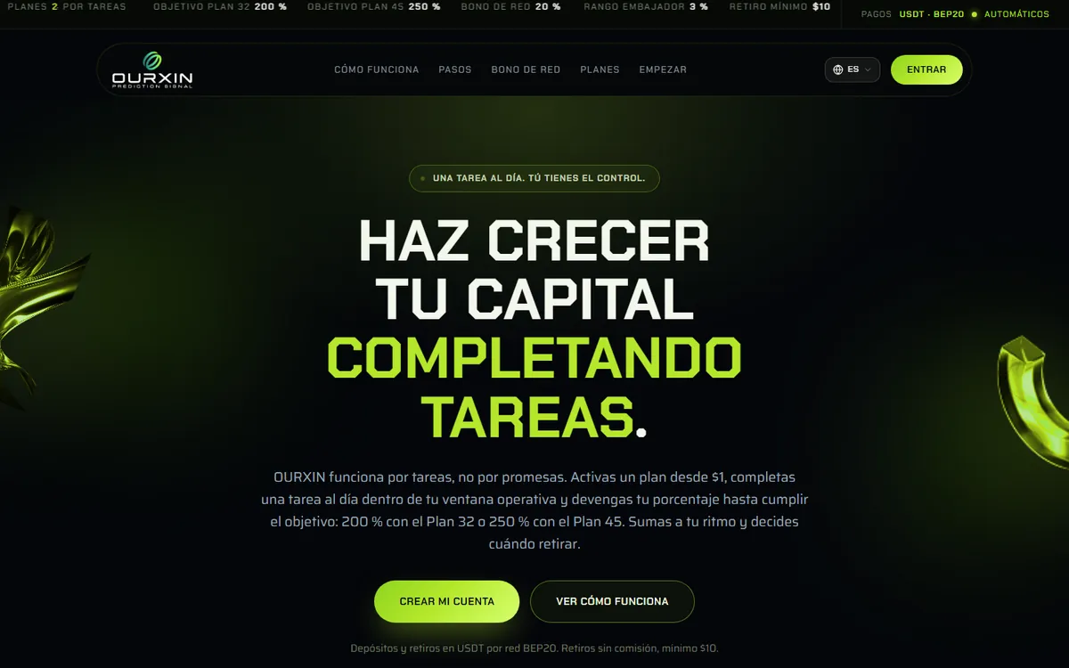 Homepage screenshot of Ourxin Crypto